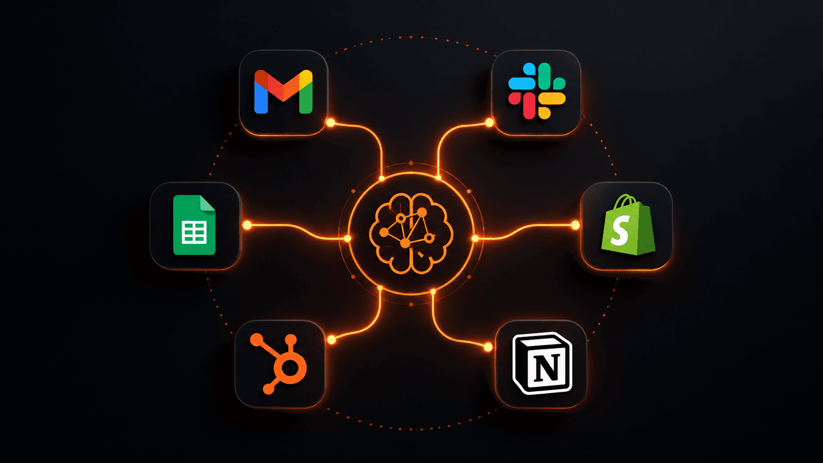 Apps connected through a central automation hub